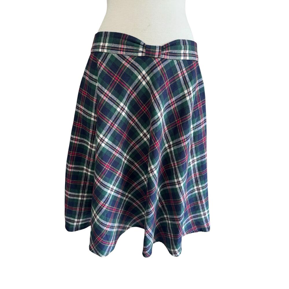MODCLOTH Tartan Plaid Flannel Midi Skirt with Waist Bow Size XL Lined Pockets